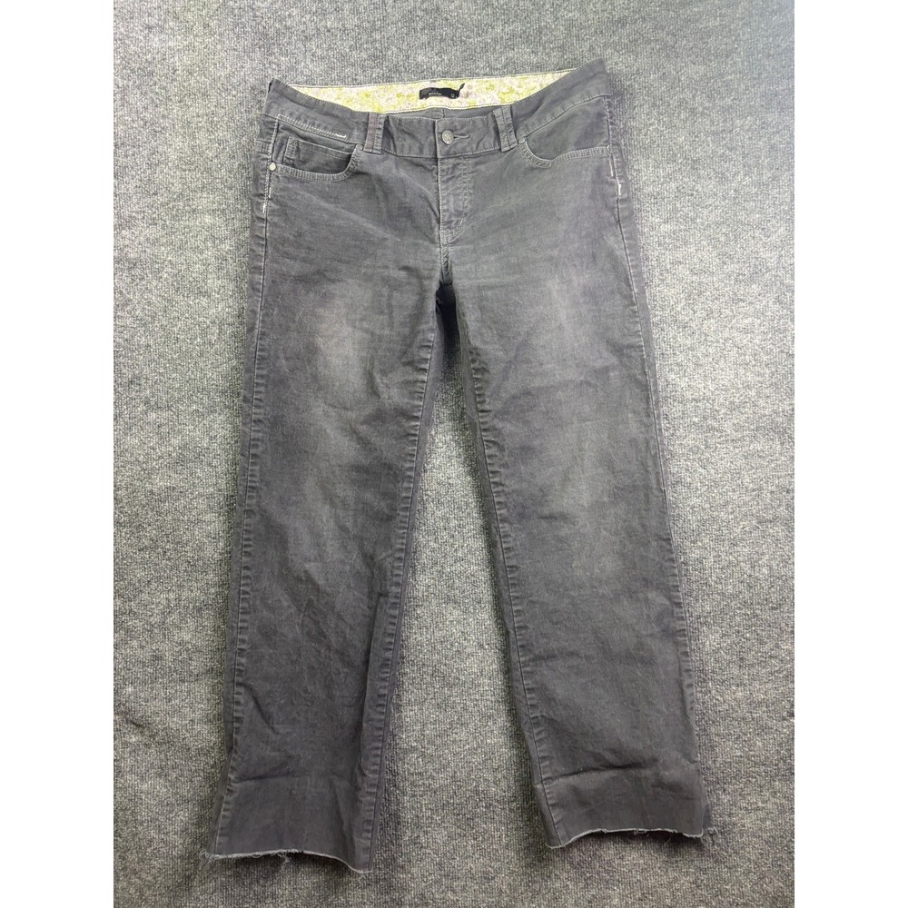 Prana Corduroy Pants Womens Size 12 Gray Raw Hem Straight Leg